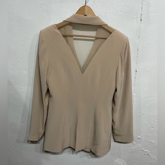 Vintage 1990s Y2K Oversized Cream Sheer Back Blazer Size 8 - Picture 2 of 6